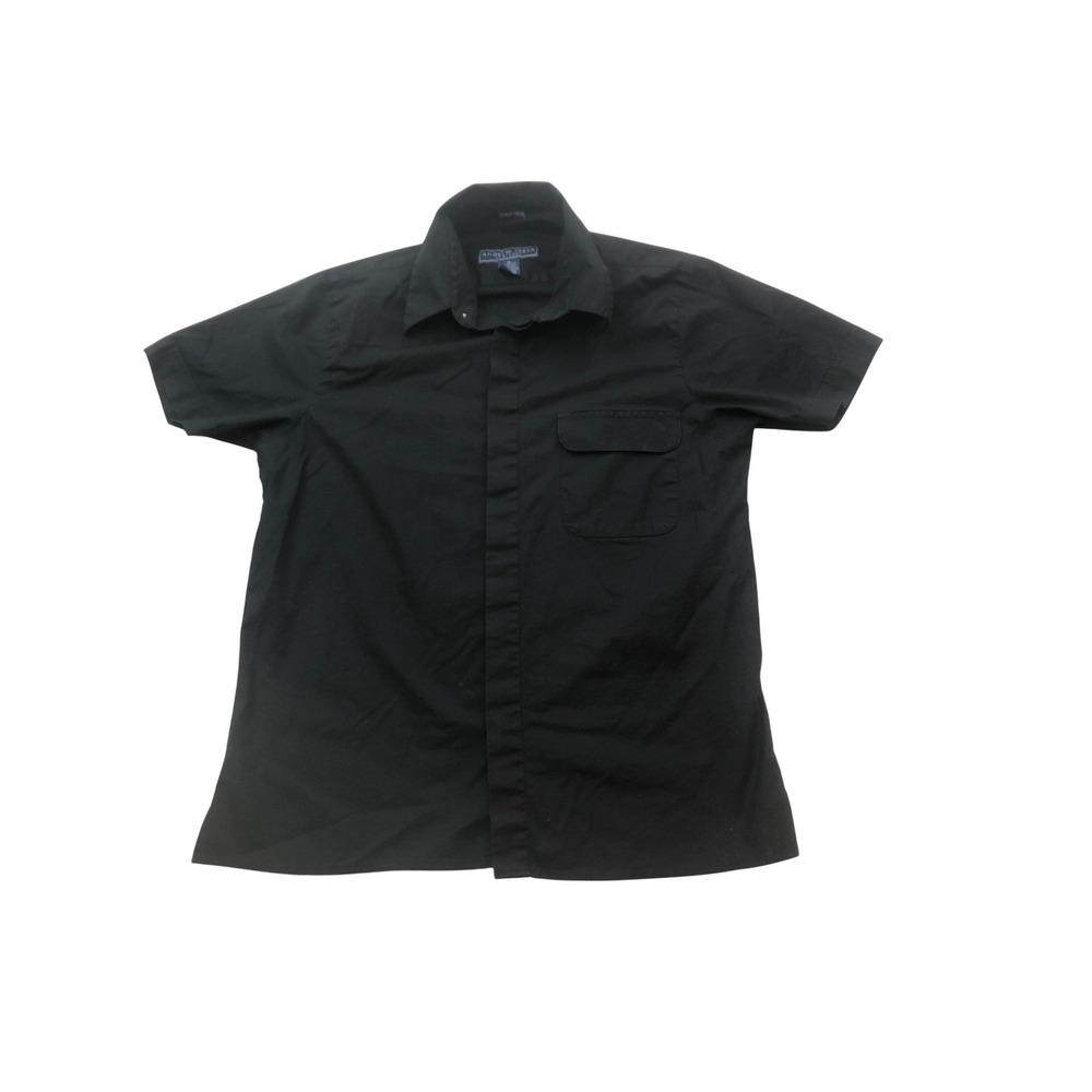 Andrew Fezza New York Mens Black Stretch Short Sleeve Button Up Shirt‎